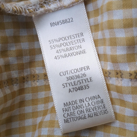 Max Studio Yellow Gingham V-Neck Blouse - Picture 6 of 6